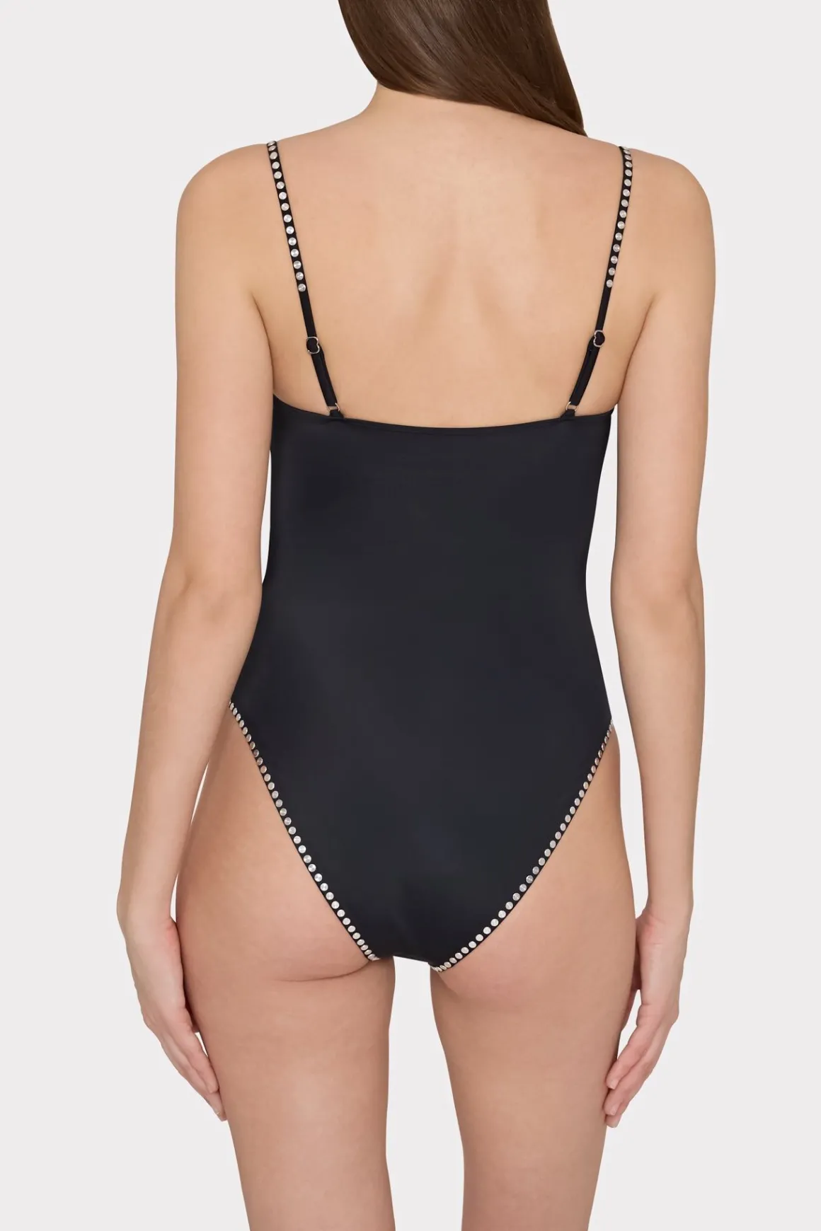 MILLY One Piece Swimsuits-Heat Set Embellishment Underwire One Piece Black