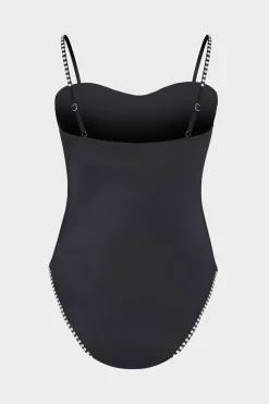 MILLY Jumpsuits & Rompers-Heat Set Embellishment Underwire One Piece Black