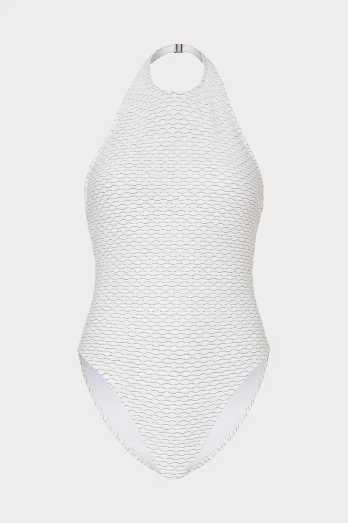 MILLY One Piece Swimsuits-Jackie Textured Waves Halter One Piece White