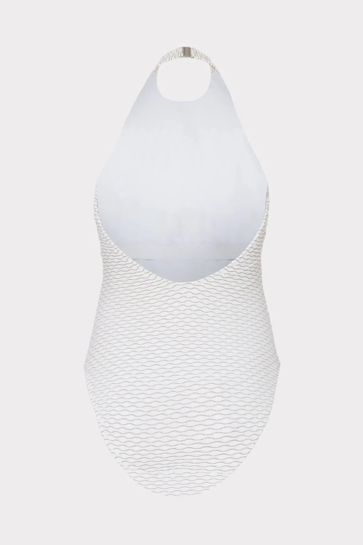 MILLY One Piece Swimsuits-Jackie Textured Waves Halter One Piece White