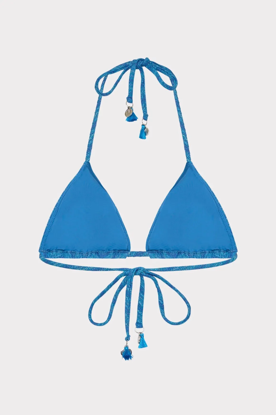 MILLY Jumpsuits & Rompers-Jacquard String Bikini Top Blue Multi