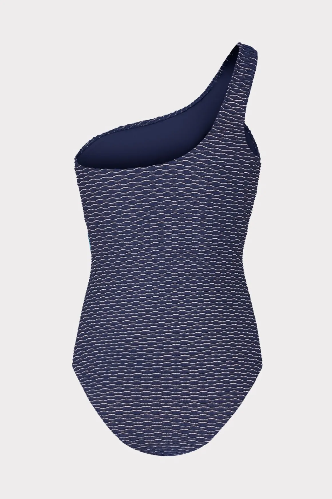 MILLY Jumpsuits & Rompers-Joni Textured Waves One Shoulder One Piece Navy