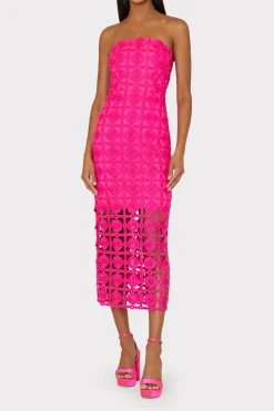 MILLY Cocktail Dresses-Kait Tile Lace Dress Milly Pink