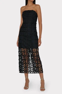 MILLY Jumpsuits & Rompers-Kait Tile Lace Dress Black
