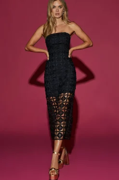MILLY Guest Of Dresses-Kait Tile Lace Dress Black