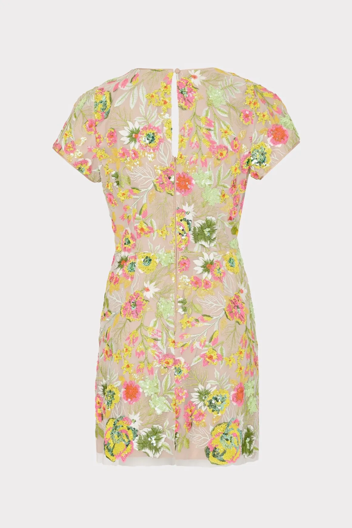 MILLY Cocktail Dresses-Kyla Botanical Petals Sequins Dress Green Multi