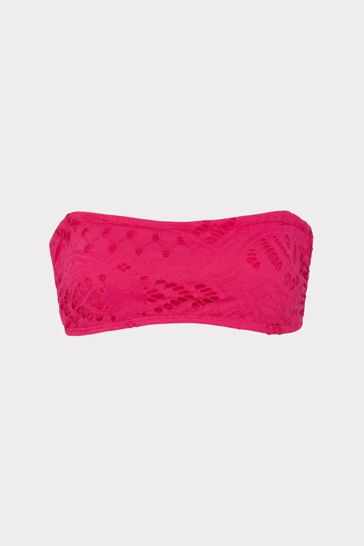 MILLY Bikinis-Lace Eyelet Bandeau Bikini Top Pink