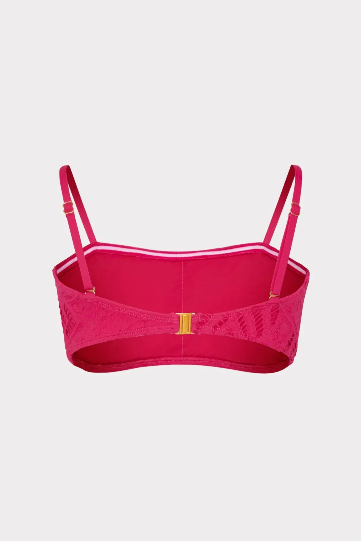 MILLY Bikinis-Lace Eyelet Bandeau Bikini Top Pink