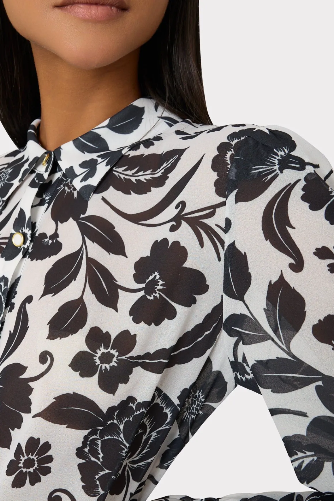MILLY Jumpsuits & Rompers-Lacey Petals In Bloom Blouse Black Multi