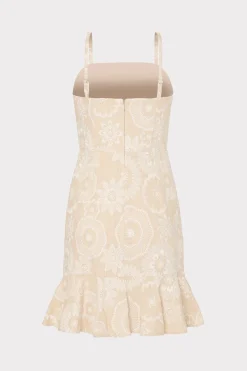 MILLY Sundresses-Linen Embroidered Dress Natural/Ecru