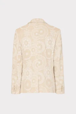 MILLY Blazers-Linen Embroidered Jacket Natural/Ecru