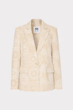 MILLY Matching Sets-Linen Embroidered Jacket Natural/Ecru