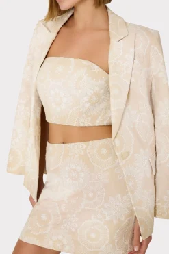 MILLY Coats & Jackets-Linen Embroidered Jacket Natural/Ecru