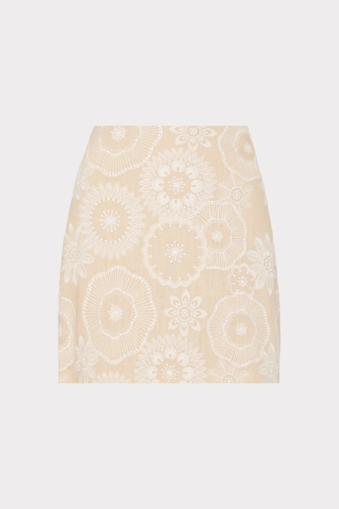 MILLY Jumpsuits & Rompers-Linen Embroidered Skirt Natural/Ecru