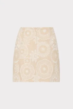 MILLY Jumpsuits & Rompers-Linen Embroidered Skirt Natural/Ecru