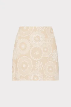 MILLY Matching Sets-Linen Embroidered Skirt Natural/Ecru
