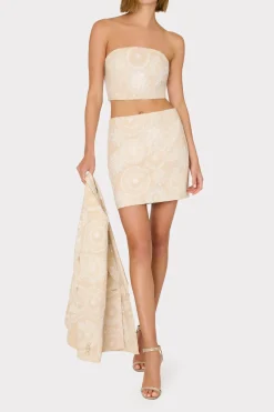 MILLY Matching Sets-Linen Embroidered Skirt Natural/Ecru