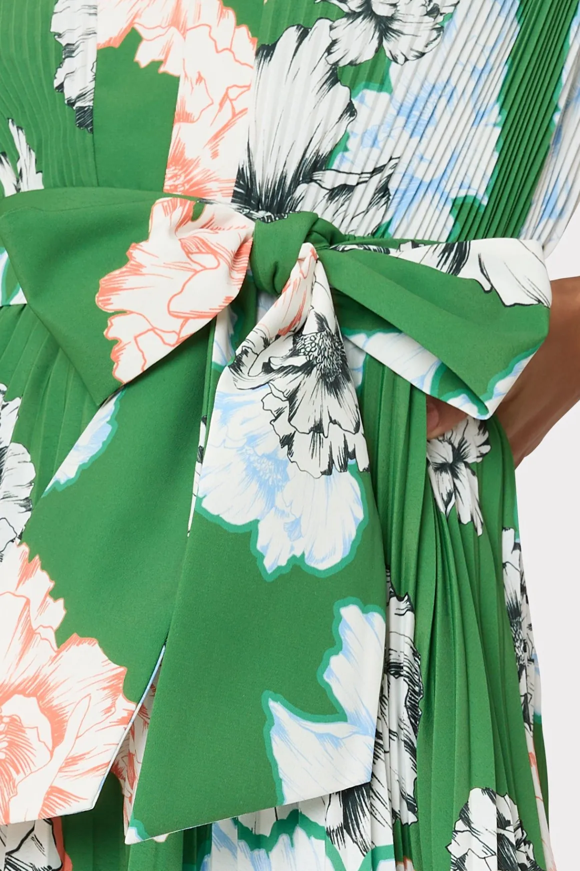MILLY Sundresses-Liora Petals In Bloom Pleated Dress Green Multi