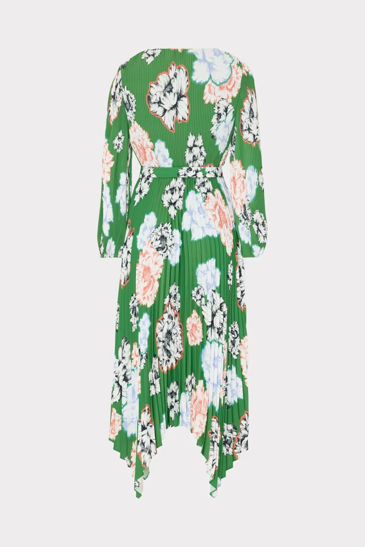 MILLY Cocktail Dresses-Liora Petals In Bloom Pleated Dress Green Multi