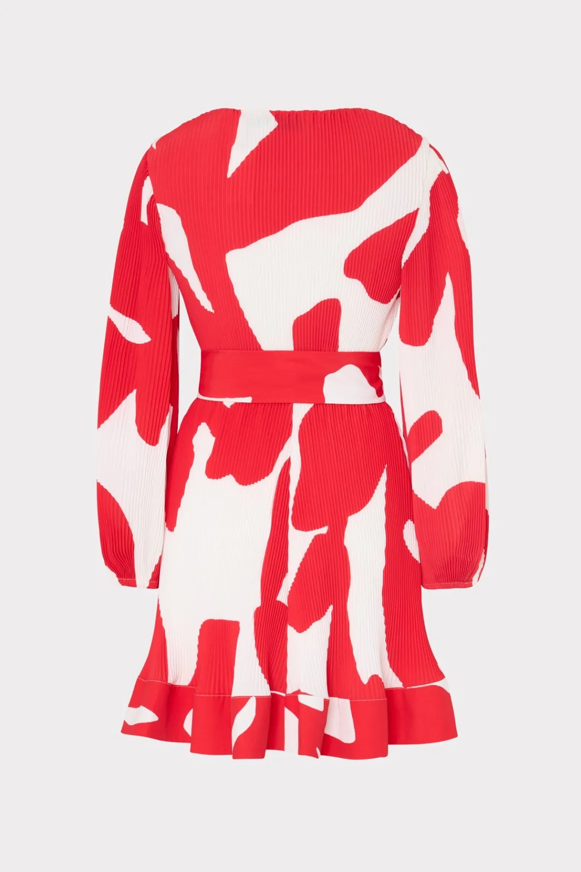 MILLY Day Dresses-Liv Grand Foliage Pleated Dress Red/White