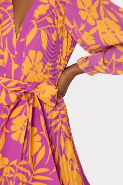 MILLY Jumpsuits & Rompers-Liv Marigold Aroma Pleated Dress Pink Multi