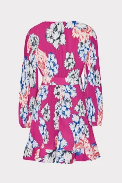 MILLY Jumpsuits & Rompers-Liv Petals In Bloom Pleated Dress Pink Multi