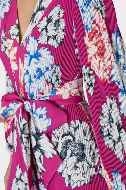 MILLY Pink Dresses-Liv Petals In Bloom Pleated Dress Pink Multi