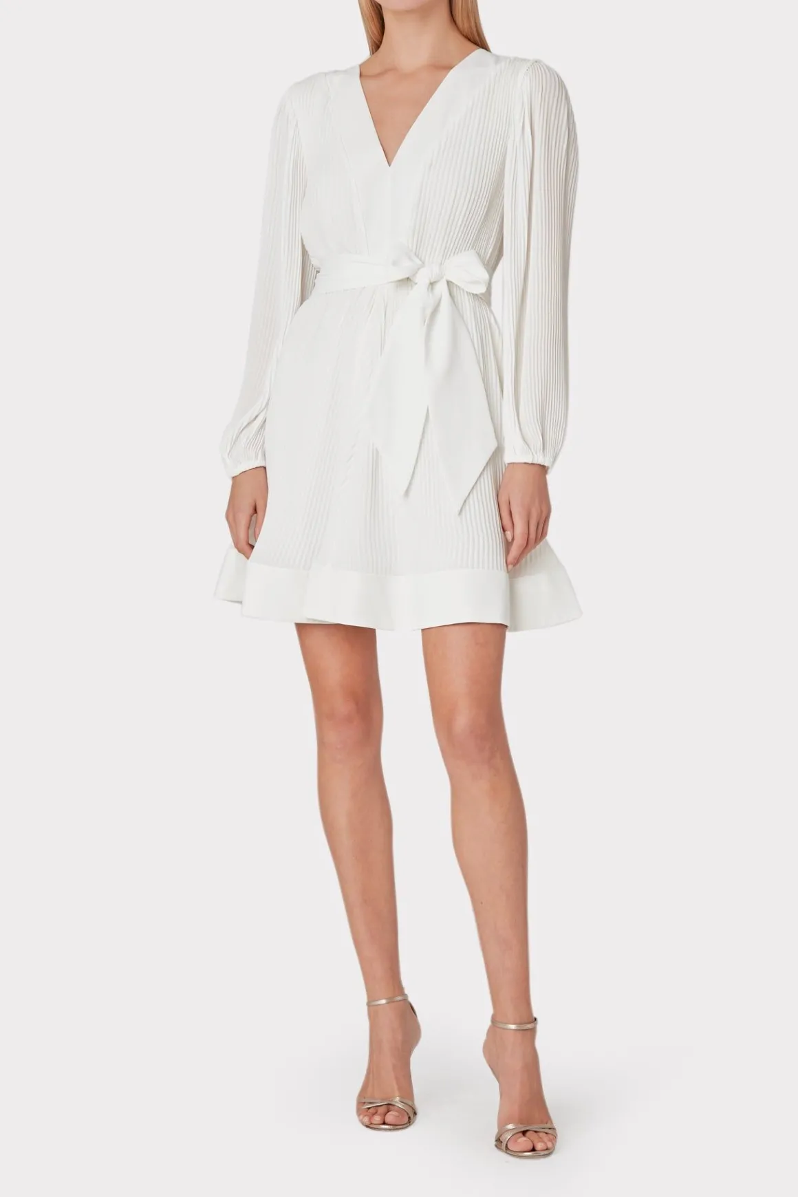 MILLY White Dresses-Liv Pleated Dress White