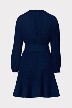 MILLY Day Dresses-Liv Pleated Dress Navy