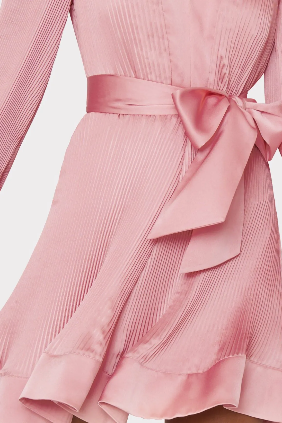 MILLY Pink Dresses-Liv Satin Pleated Dress Rose Gold