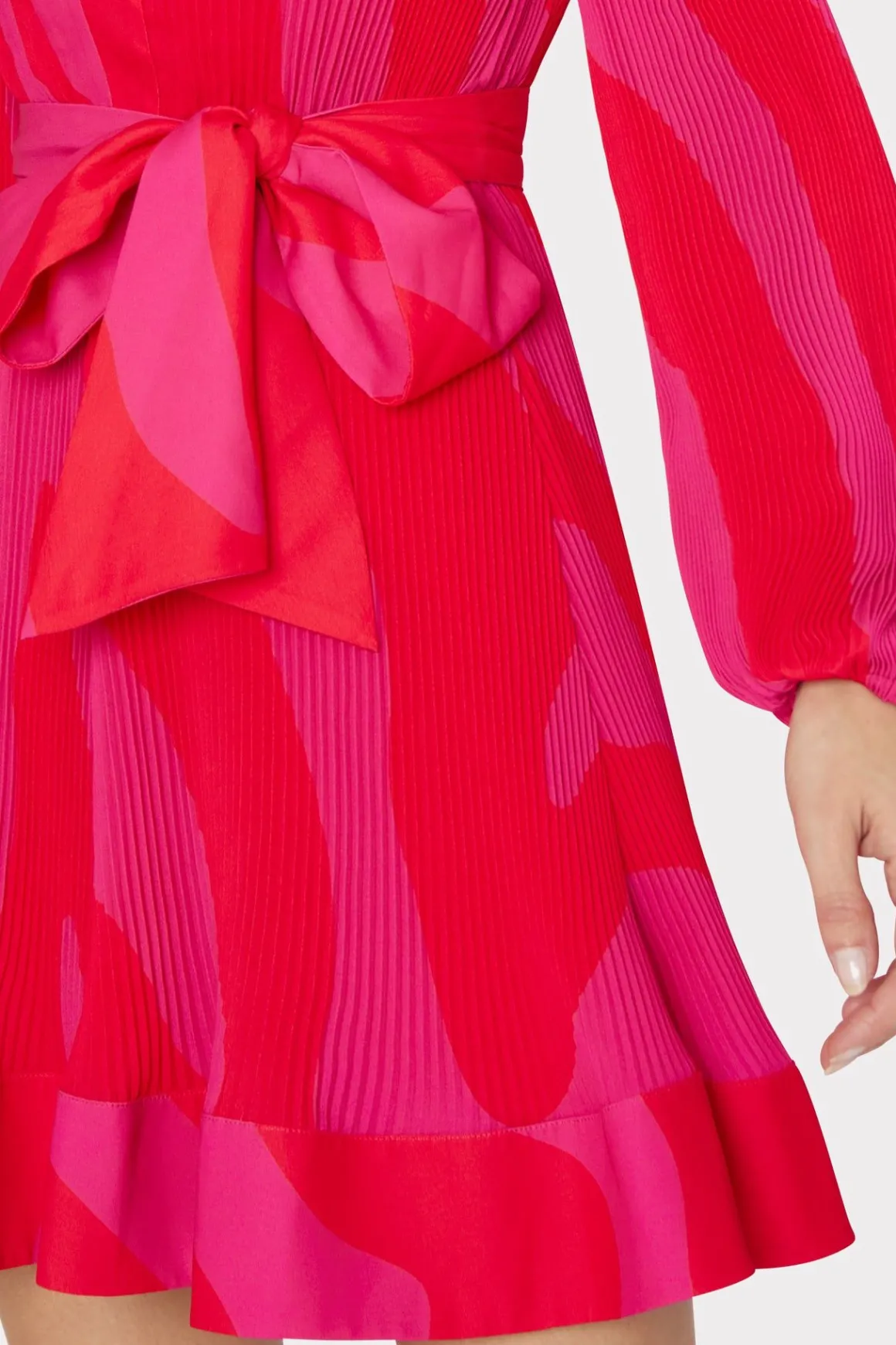 MILLY Mini Dresses-Liv Zebra Pleated Dress Milly Pink Multi