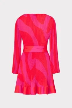 MILLY Cocktail Dresses-Liv Zebra Pleated Dress Milly Pink Multi
