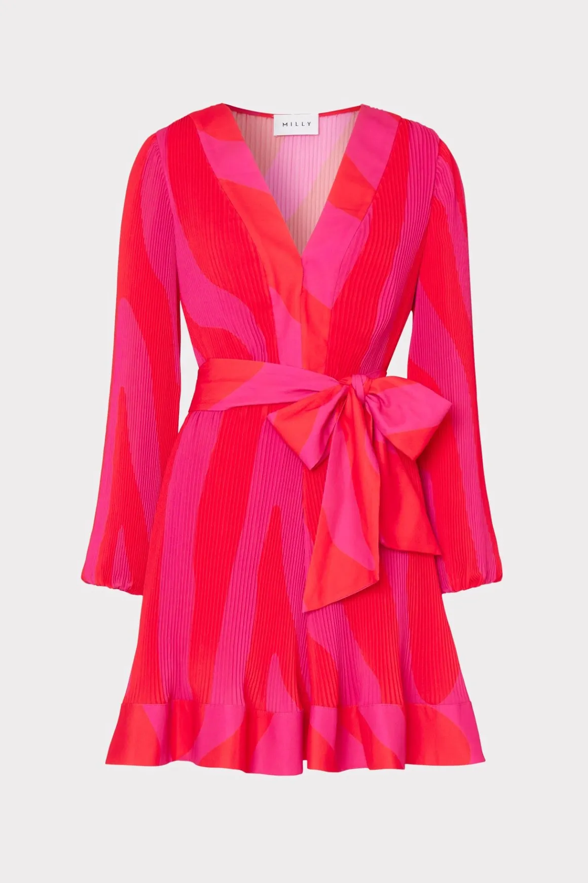 MILLY Jumpsuits & Rompers-Liv Zebra Pleated Dress Milly Pink Multi