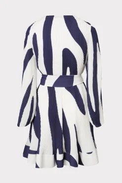 MILLY Cocktail Dresses-Liv Zebra Print Dress Navy/Ecru