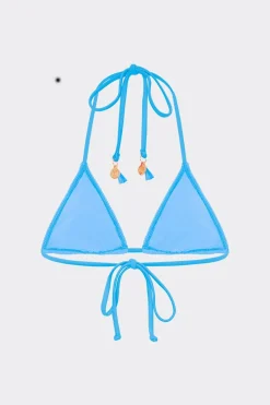 MILLY Jumpsuits & Rompers-Lori Textured Triangle Bikini Top Blue
