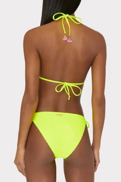 MILLY Jumpsuits & Rompers-Lori Textured Triangle Bikini Top Yellow