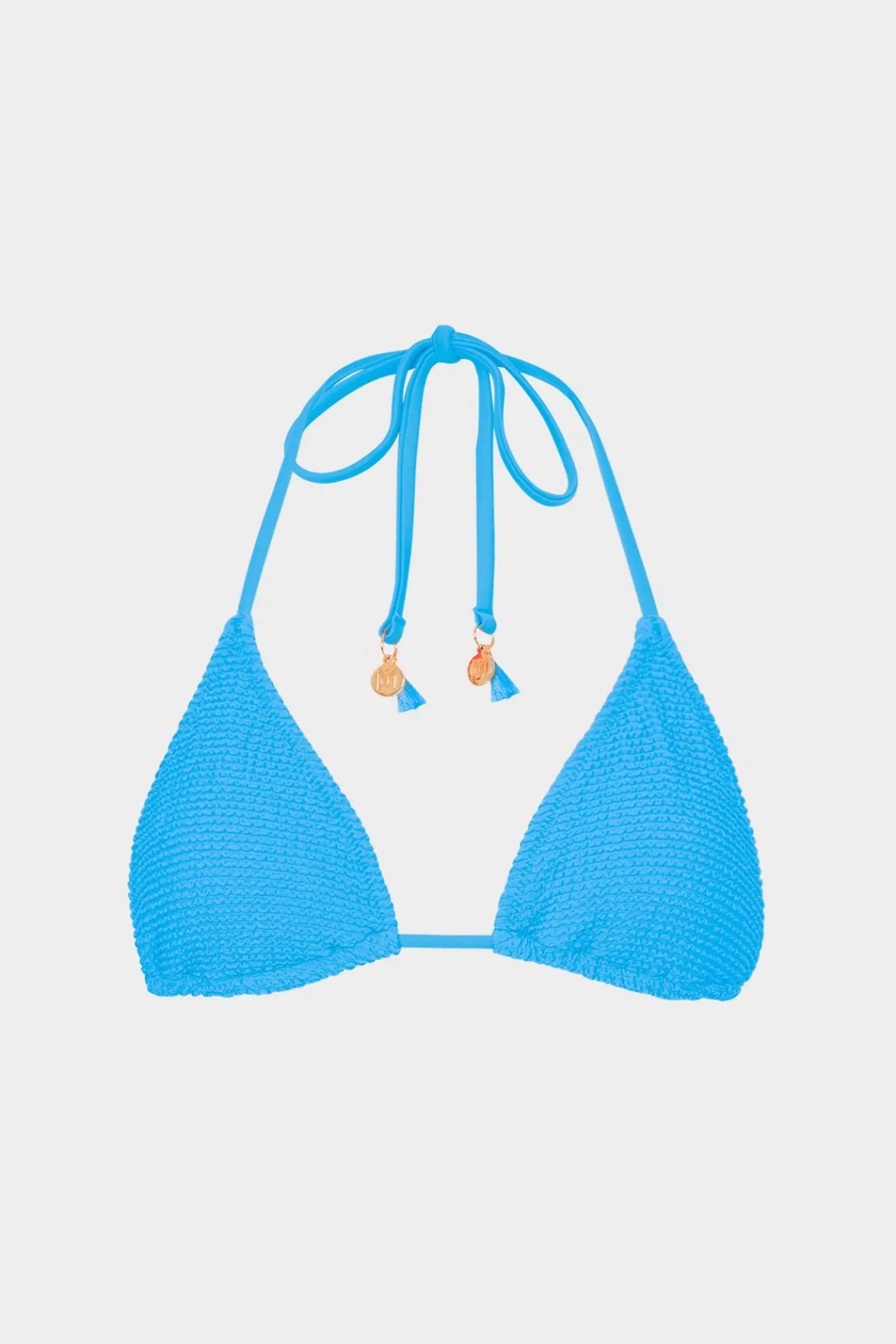 MILLY Bikinis-Lori Textured Triangle Bikini Top Blue