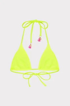 MILLY Bikinis-Lori Textured Triangle Bikini Top Yellow