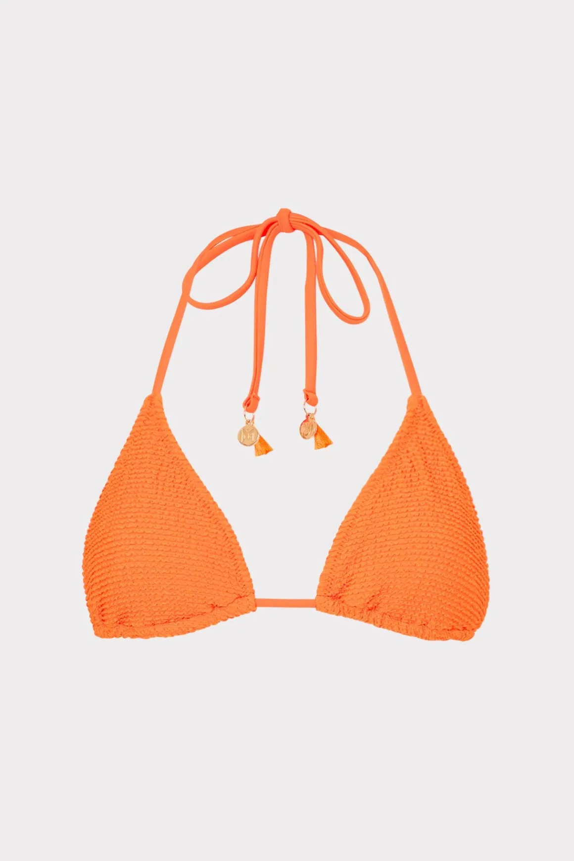MILLY Bikinis-Lori Textured Triangle Bikini Top Neon Orange
