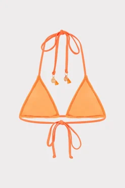 MILLY Bikinis-Lori Textured Triangle Bikini Top Neon Orange