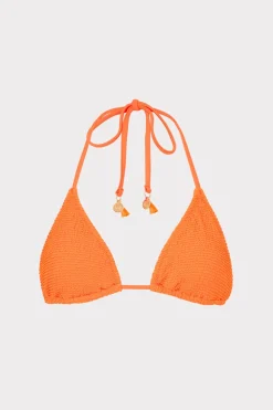 MILLY Jumpsuits & Rompers-Lori Textured Triangle Bikini Top Neon Orange
