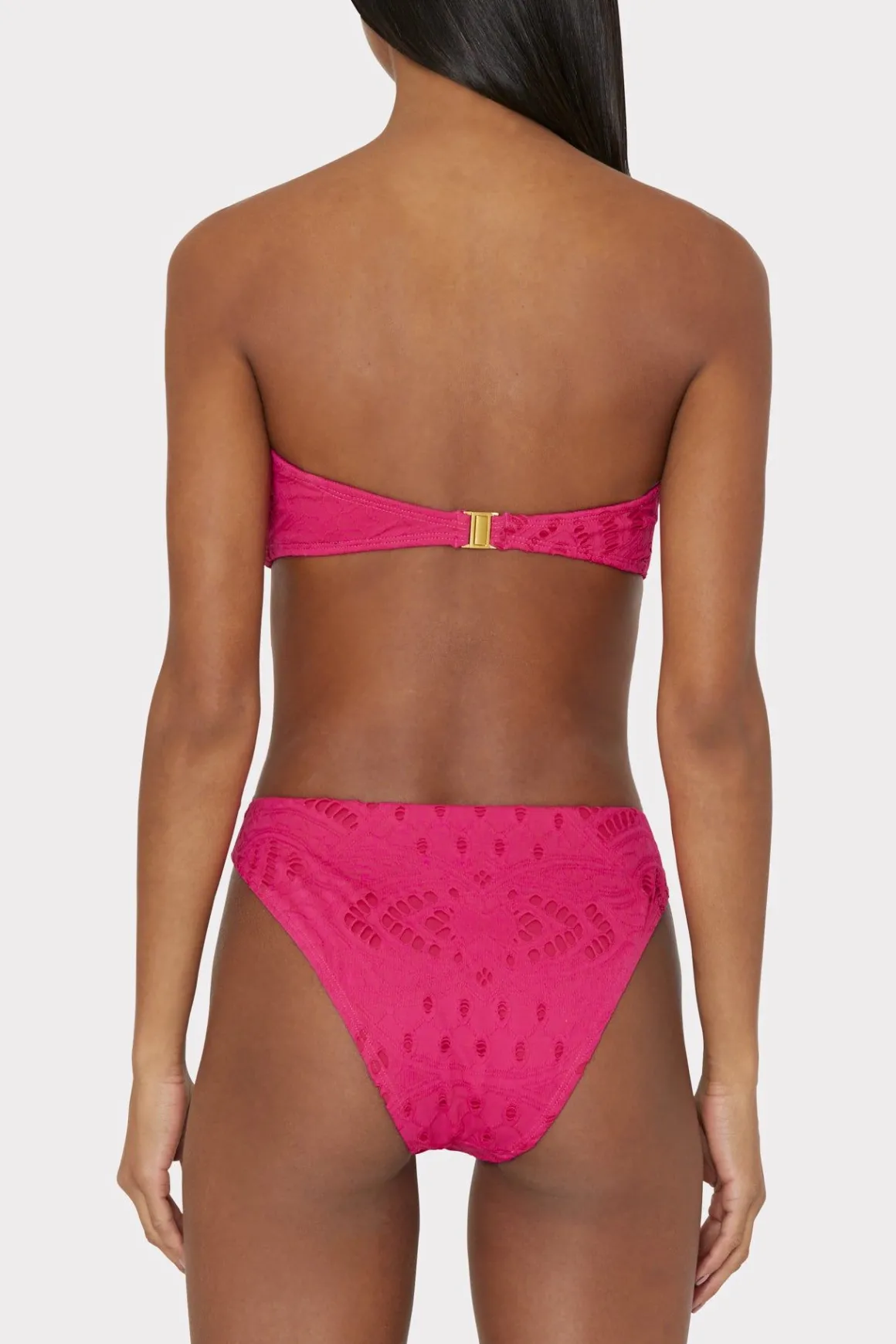 MILLY Bikinis-Margot Lace Eyelet Bikini Bottom Pink