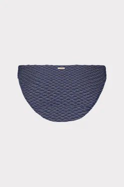 MILLY Bikinis-Margot Textured Waves Bikini Bottom Navy