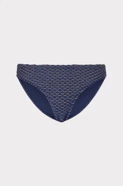 MILLY Jumpsuits & Rompers-Margot Textured Waves Bikini Bottom Navy