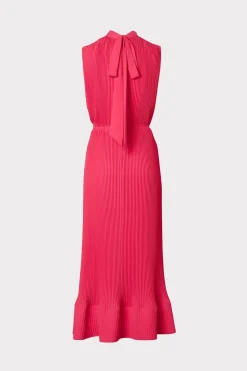 MILLY Day Dresses-Melina Solid Pleated Dress Milly Pink