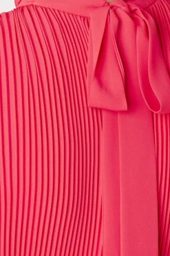 MILLY Pink Dresses-Melina Solid Pleated Dress Milly Pink