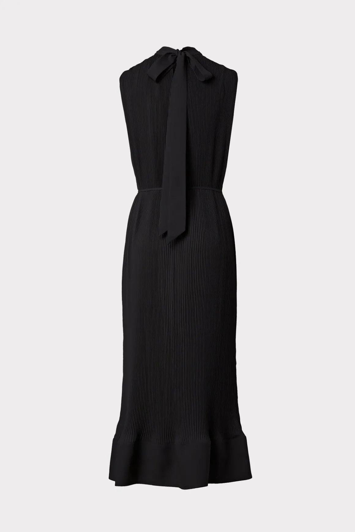MILLY Maxi Dresses-Melina Solid Pleated Dress Black