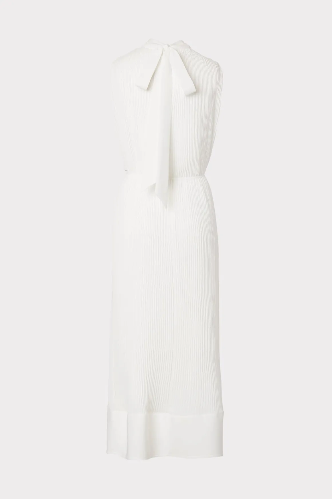 MILLY Day Dresses-Melina Solid Pleated Dress White