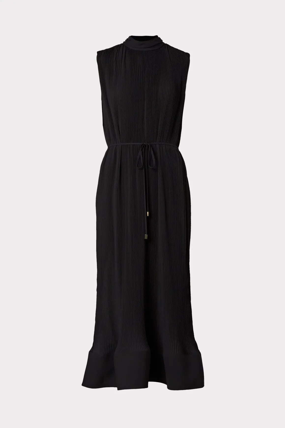MILLY Day Dresses-Melina Solid Pleated Dress Black