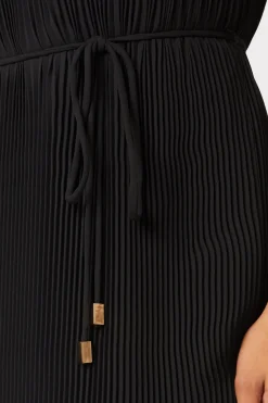 MILLY Little Black Dresses-Melina Solid Pleated Dress Black